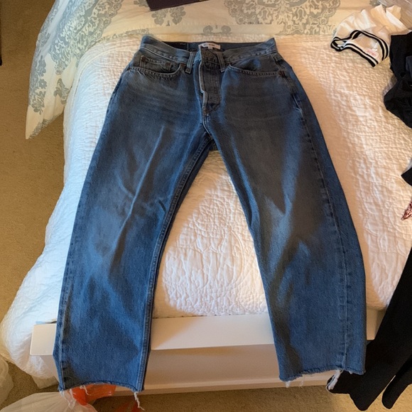 Re/Done High Rise Stovepipe Jeans in Medium Vain - Picture 5 of 9